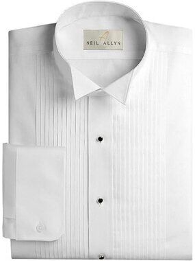 Neil Allyn Mens White Fitted Tuxedo Shirt 2XL 36/37 Pleated Front Long Sleeve